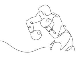 punch one line drawing, boxer punching with his hand. vector