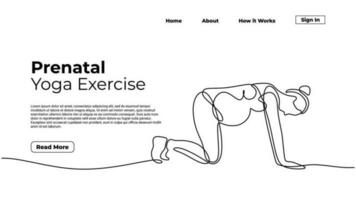 prenatal yoga continuo uno línea Arte dibujo. aterrizaje página modelo vector