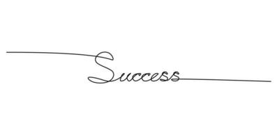 One continuous line drawing typography line art of success word vector