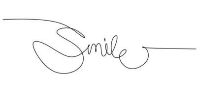 One continuous line drawing typography line art of smile word vector