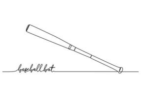 baseball bat One Line Drawing Continuous Hand Drawn Sport Theme Object vector