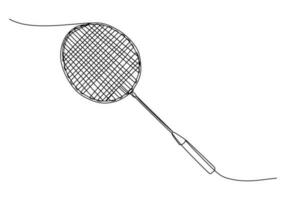 Badminton Racket One Line Drawing Continuous Hand Drawn Sport Theme vector