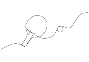 Table Tennis Racket One Line Drawing Continuous Hand Drawn Sport Theme vector