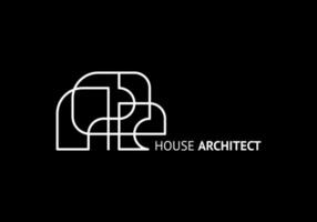 Building architect logo, template line minimalist vector illustration