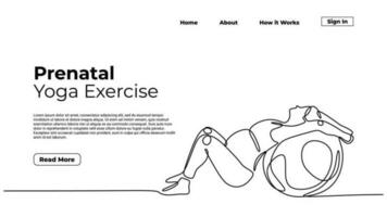 Pregnant woman continuous line drawing, landing page concept vector