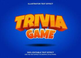 Editable Trivia Game 3D Vector Text Effect