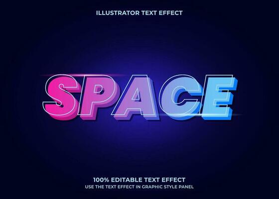 Editable Space 3D Vector Text Effect