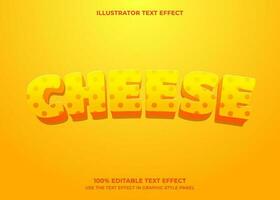 editable queso 3d vector texto efecto