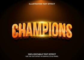 editable campeones 3d vector texto efecto