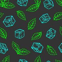 Seamless pattern with mint, ice cube. Lemonade wallpaper. Fresh summer time print. vector