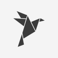 Origami paper bird icon vector on grey background. Origami flying bird sign symbol