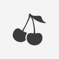 cherry icon vector on grey background. berry, fruit, fresh, health, sweet symbol sign