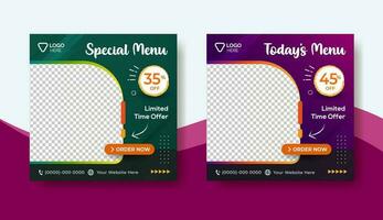 Food Menu Banner Template, Social Media Post Template, Special Menu Restaurant Banner Template vector