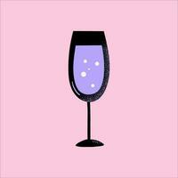 Textured Sparkling Wine Glass Illustration vector