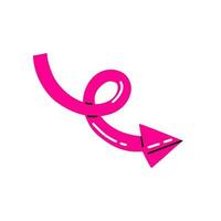 Pink Twisting Arrow. Colorful pointer, marker illustration. vector