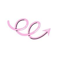 Pink Twisting Arrow. Colorful pointer, marker illustration. vector