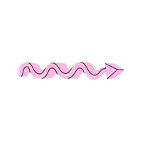 Pink Wavy Arrow. Colorful pointer, marker illustration. vector