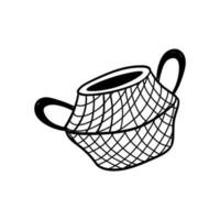 Hand Drawn Illustration. Doodle Outline Wicker Basket vector