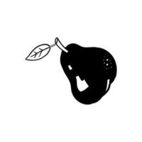 Hand Drawn Illustration. Doodle Outline Black Pear vector