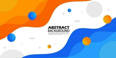 Orange and blue geometric business banner design. Colorful creative banner design with wave shapes and lines on white background. Simple horizontal banner. Eps10 vector