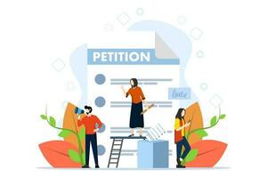 Petition form. Online petition concept, make a choice, ballot, democracy. People sign or fill out and distribute petitions or complaints. Vector illustration for Web Design and white Background.