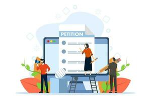 Petition form. Online petition concept, make a choice, ballot, democracy. People sign or fill out and distribute petitions or complaints. Vector illustration for Web Design and white Background.