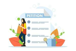 Petition form. Online petition concept, make a choice, ballot, democracy. People sign or fill out and distribute petitions or complaints. Vector illustration for Web Design and white Background.