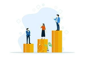 Different income concept, different salary income difference isolated. Inequality, injustice, finance concept, unfair company. vector flat cartoon graphic design illustration