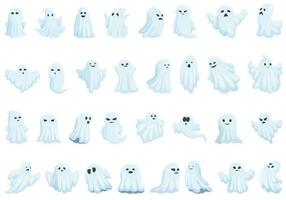 fantasma íconos conjunto dibujos animados vector. escalofriante espíritu vector