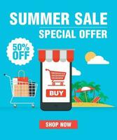 Summer sale special offer 50 percent off concept modern design flat vector