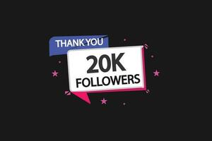 thank you 20k.followers social media,colorful, followers golden line banner, celebration vector