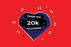 thank you 20k.followers social media,colorful, followers golden line banner, celebration vector