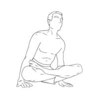 yogui hombre en parada de manos gallo actitud o kukkutasana. yoga mano estar para fuerza mejora. bosquejo vector ilustración