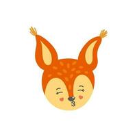 Squirrel head as kissing emoji. Emoticon in love. Vector illustration of squirrel