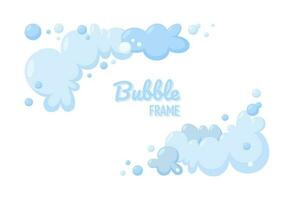 Foam made of soap or clouds. Set of foam and bubbles. Cloudy frame and corners. Vector illustration