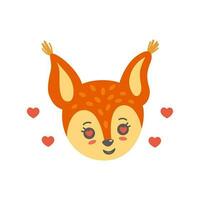 Squirrel face in love like emoji. Vector illustration in flat style