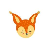 Squirrel head as emoticon. Smiling emoji. Vector illustration of amused squirrel