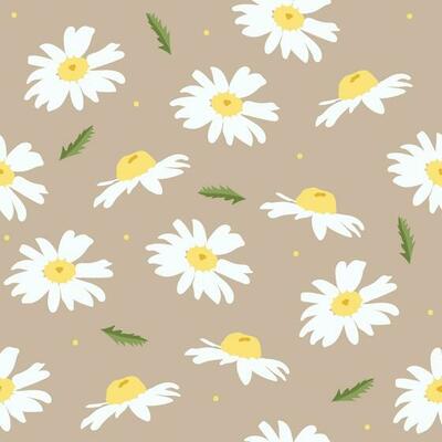 white Daisy flower seamless pattern for luxury fabric, background texture.