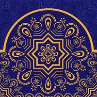 islamic mandala pattern with papercut effect background and color combination dark blue and yellow vector