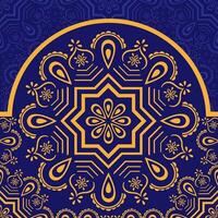 islamic mandala pattern with papercut effect background and color combination dark blue and yellow vector