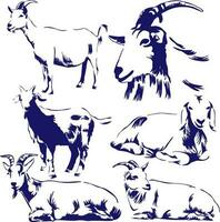 a set of goat silhouette vector