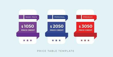 modern pricing table template website subscription plan vector