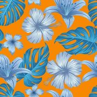 Floral seamless pattern with leaves. tropical background vector