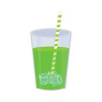 Lime juice in a glass with ice and straw vector