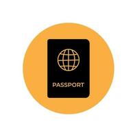 pasaporte icono en naranja antecedentes vector