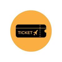 Ticket icon on orange background vector