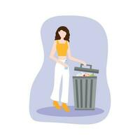 Woman throwing out the trash vector