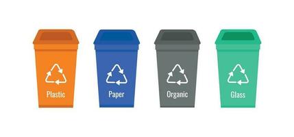 Waste sorting bins vector