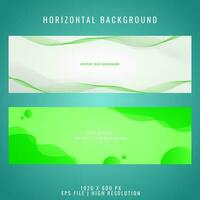 set of green wave and abstract fluid background horizontal banner vector