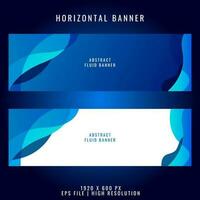 blue gradient abstract fluid horizontal banner design vector